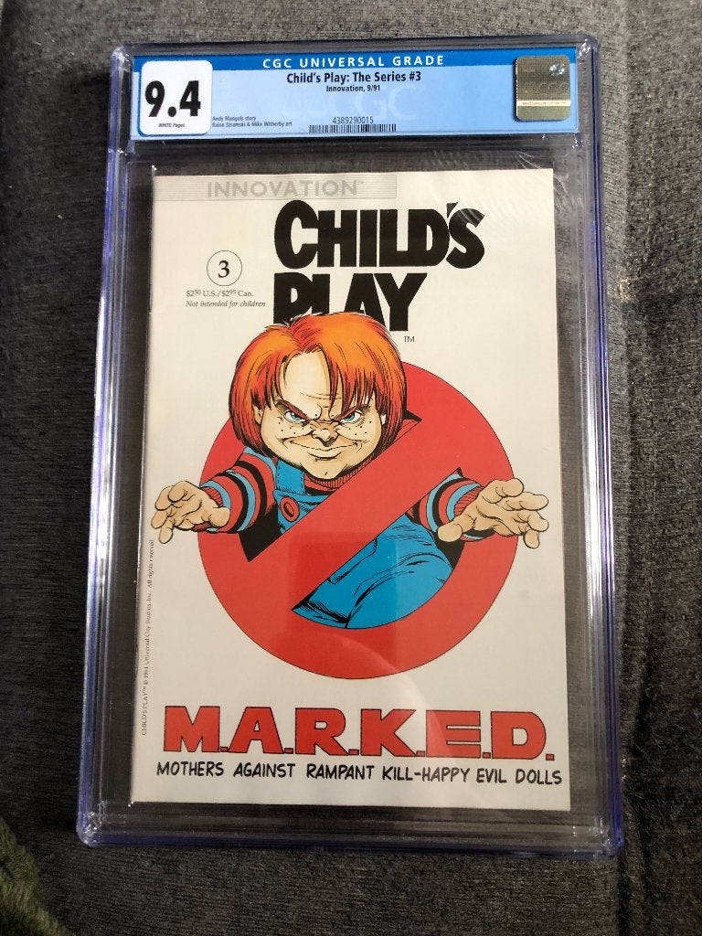 Comic Childs play 1991 graded near mint 9.4 in I’ve case, Eén comic, Amerika, Innovation, Ophalen of Verzenden