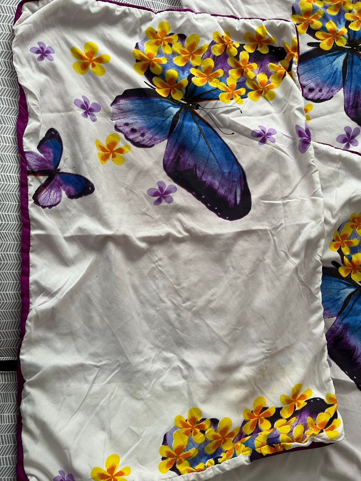 3 mooie slopen met vlinders en bloemen, Gebruikt, Eenpersoons, Ophalen of Verzenden, Wit