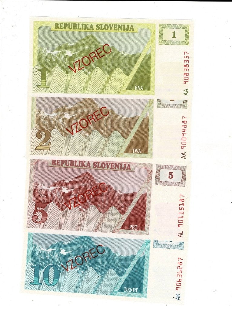 Slovenia, specimenserie 1990 - UNC, Postzegels en Munten, Bankbiljetten | Europa | Niet-Eurobiljetten, Verzenden, Overige landen