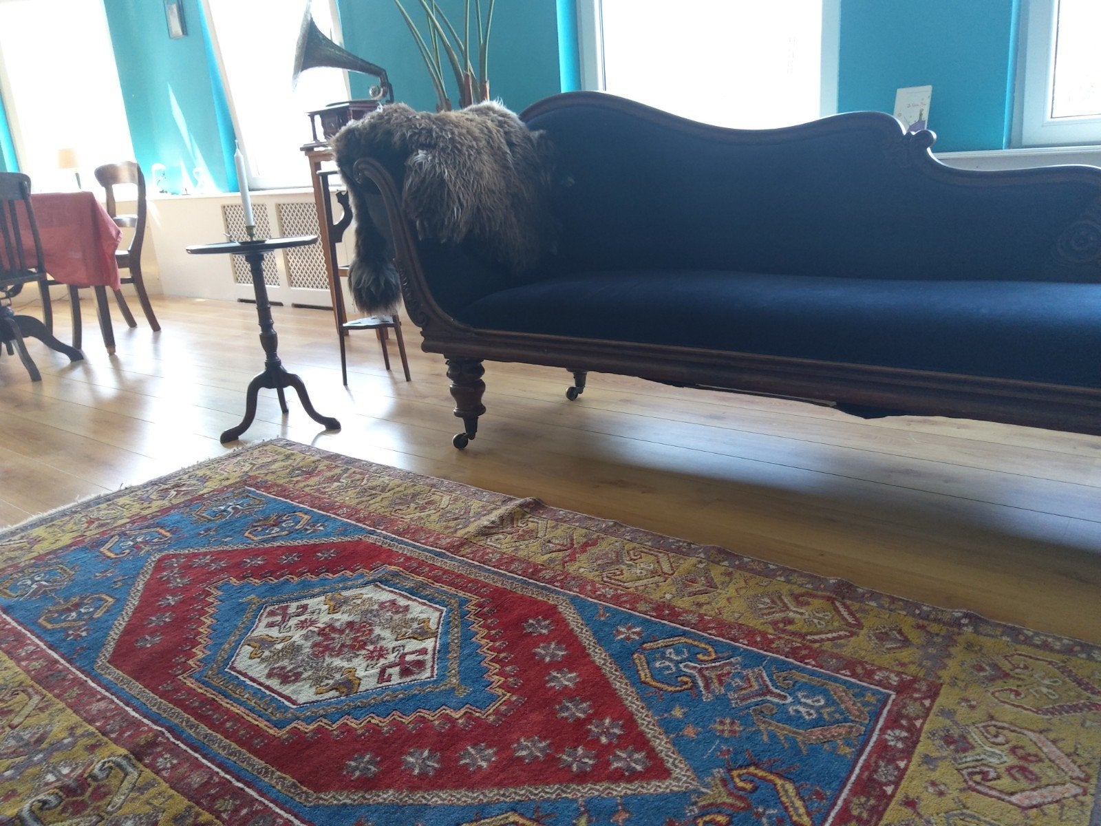 Antieke chaise longue met houtsnijwerk - 190 cm lang, Ophalen