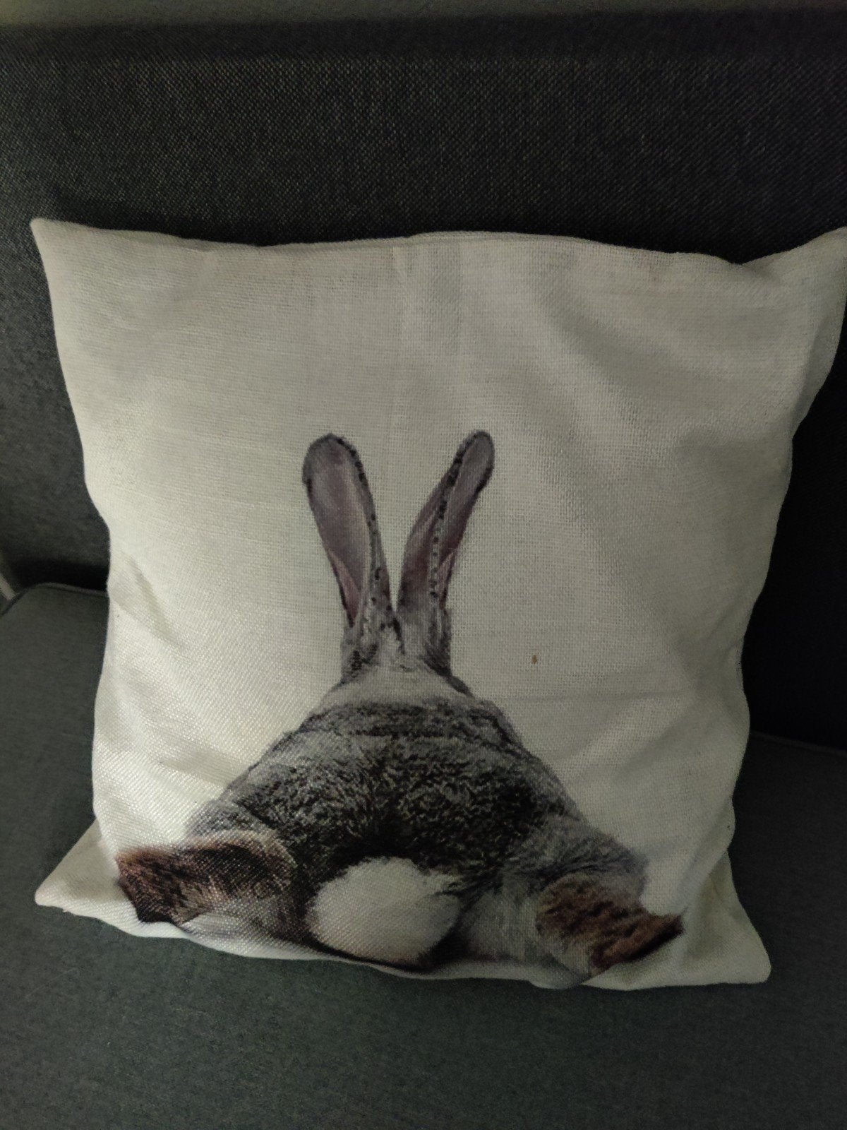 Leuk katoenen kussen met konijn print, Gebruikt, Wit, Met print, Vierkant