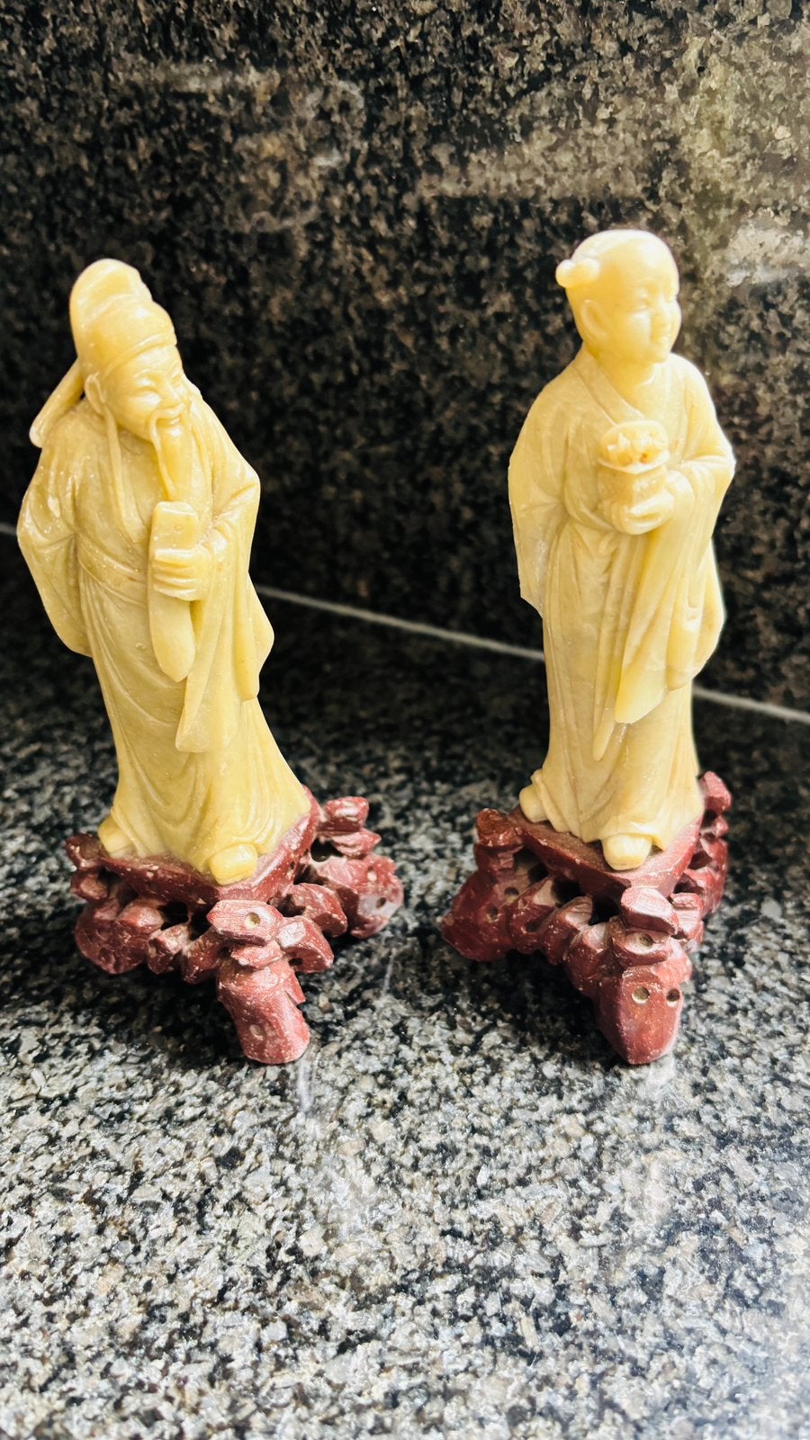 2 Mannetjes Chinees/Japans speksteen, Antiek en Kunst, Ophalen