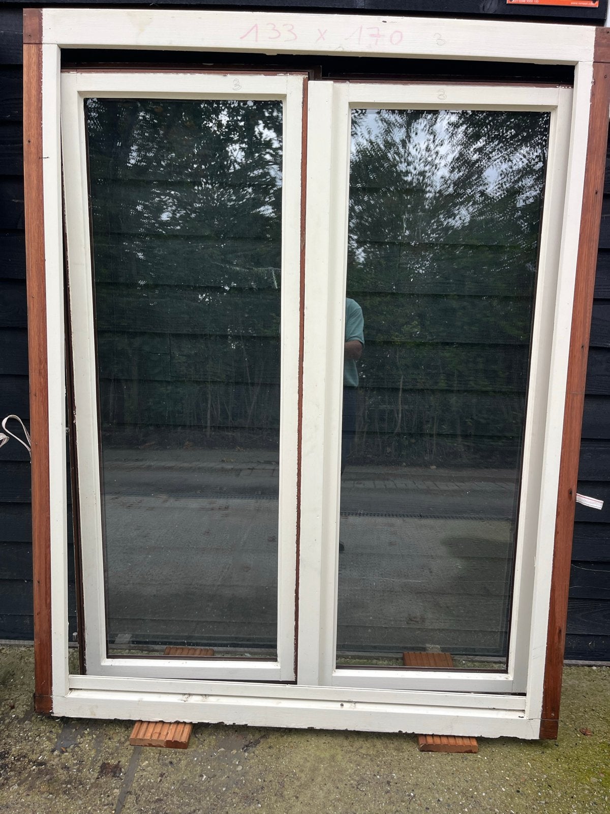 3x hardhouten kozijn met isolerende draai ramen, 200 p.st., Gebruikt, Raamkozijn, 150 tot 225 cm, Inclusief glas