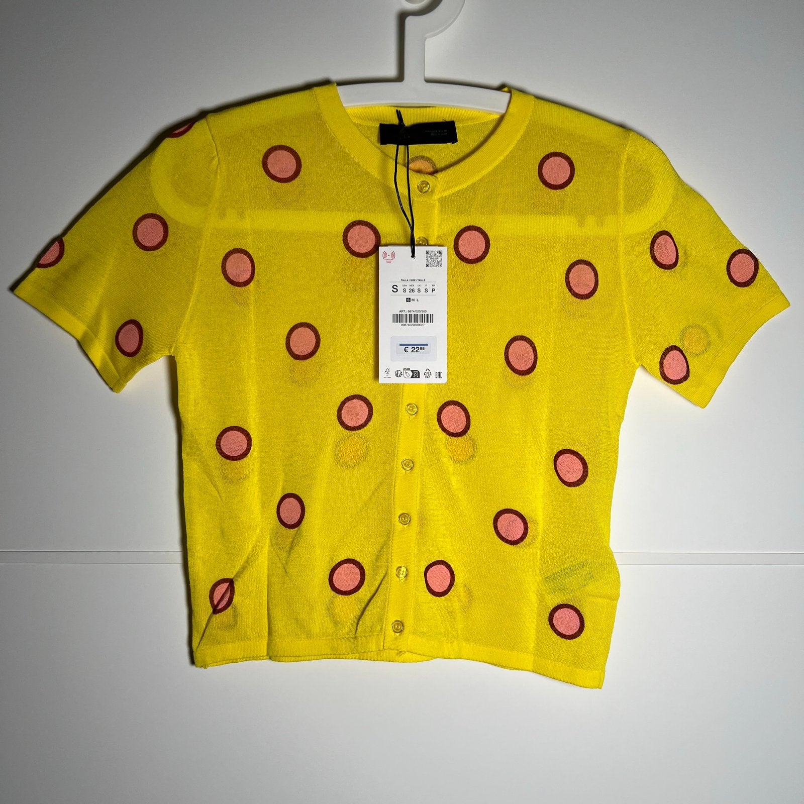Zara Gele Top met Stippen - Nieuw met kaartjes, Geel, Nieuw, Ophalen of Verzenden, Korte mouw