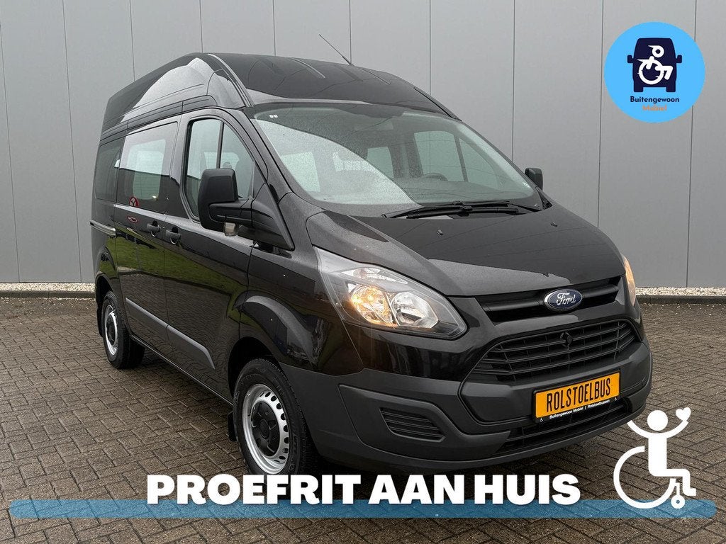 Ford Transit Custom 2.2 TDCI L1H2 Rolstoelbus | Meerijder Vo, Auto's, 12 maanden, Gebruikt, Zwart, 4 cilinders