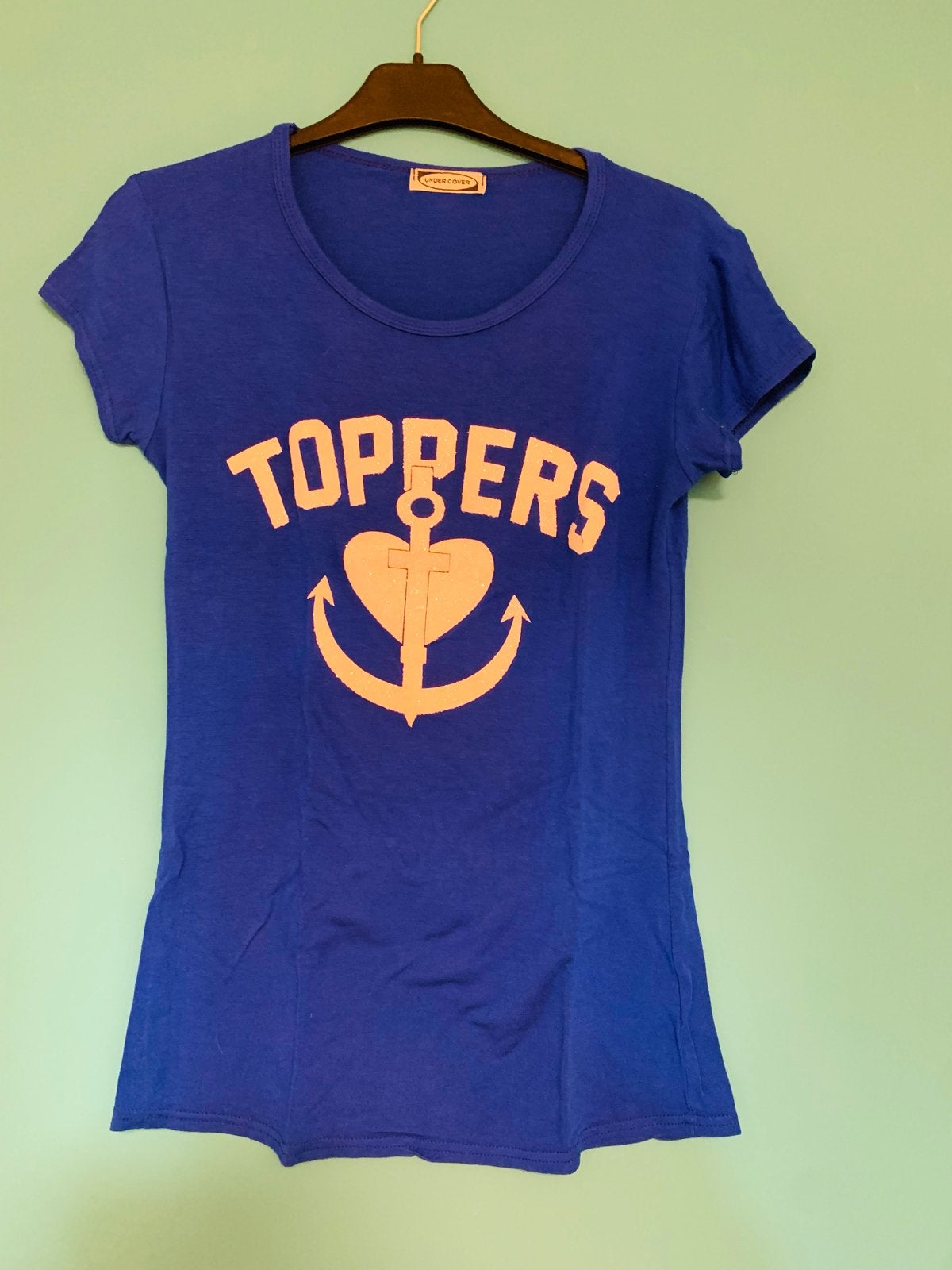Blauw T-shirt met 'Toppers' opdruk, maat L, Blauw, Maat 42/44 (L), Ophalen of Verzenden, Zo goed als nieuw
