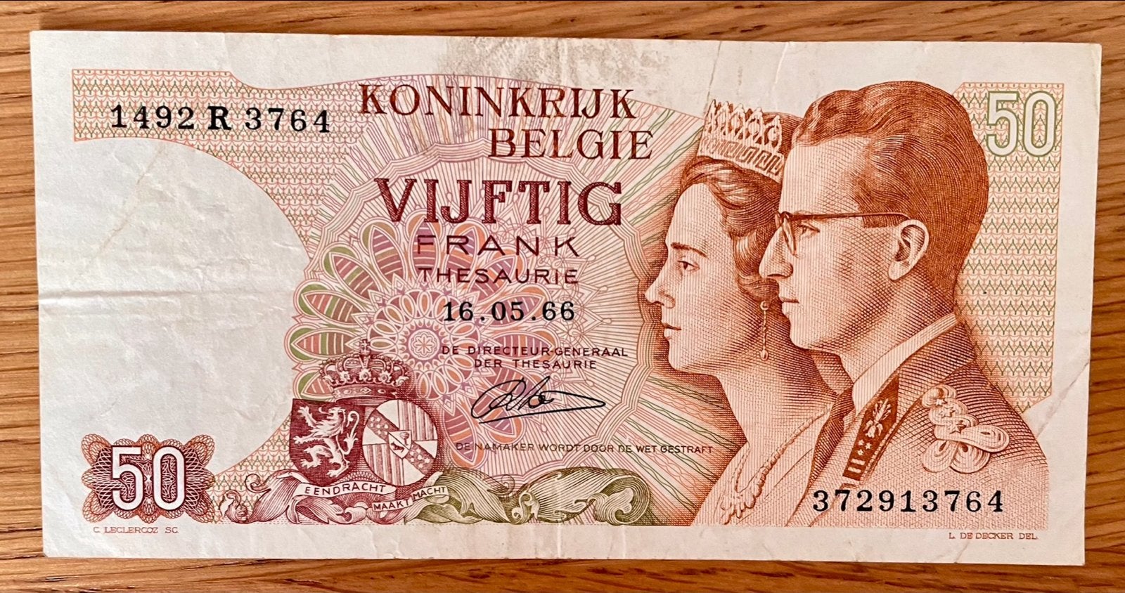 Belgisch biljet 50 Frank 1966 Boudewijn & Fabiola, Postzegels en Munten, Bankbiljetten | België, Ophalen of Verzenden, Los biljet