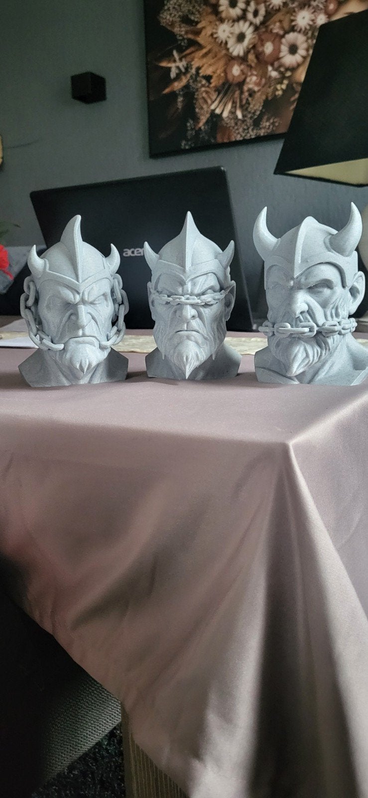 Set van 3 Viking Buste Beelden - horen zien zwijgen, Minder dan 20 cm, Buste, Kunststof, Ophalen of Verzenden