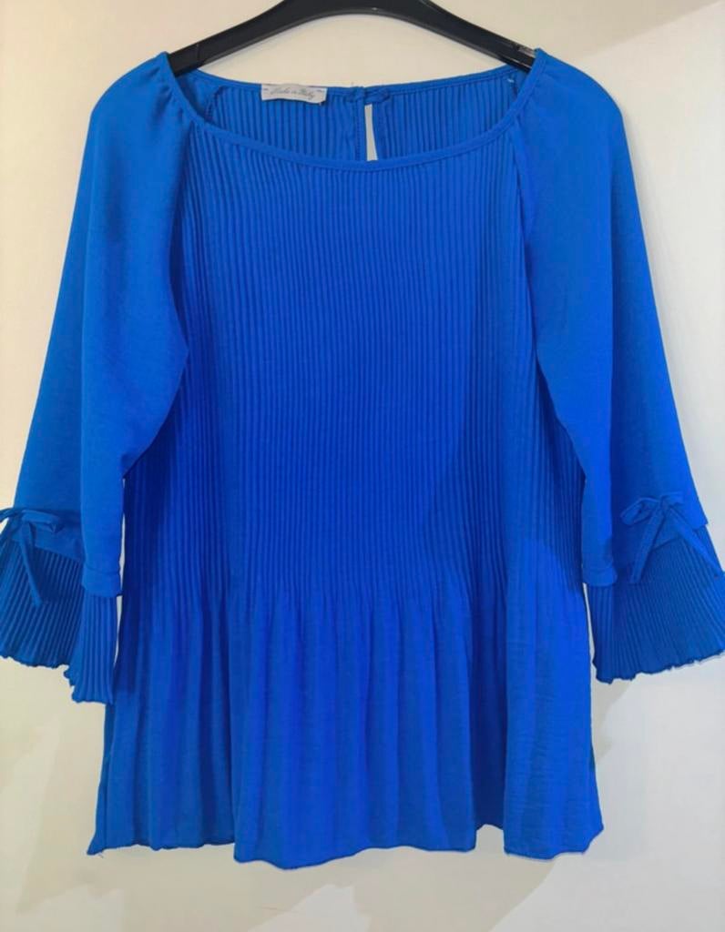 Kobalt blauwe blouse met strikjes op de mouw onesize niew, Ophalen of Verzenden, Zo goed als nieuw, Maat 38/40 (M), Blauw