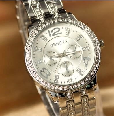 RVS horloge met Swarovski Elements - Zilver [A-118] - nu €25, Staal, Nieuw, Zilver, Ophalen