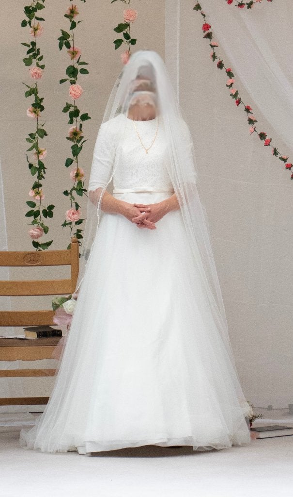 Bruidsjurk Jessie K ivoor met driekwart mouw, Kleding | Dames, Trouwjurk, Wit, Jessie K, Ophalen of Verzenden