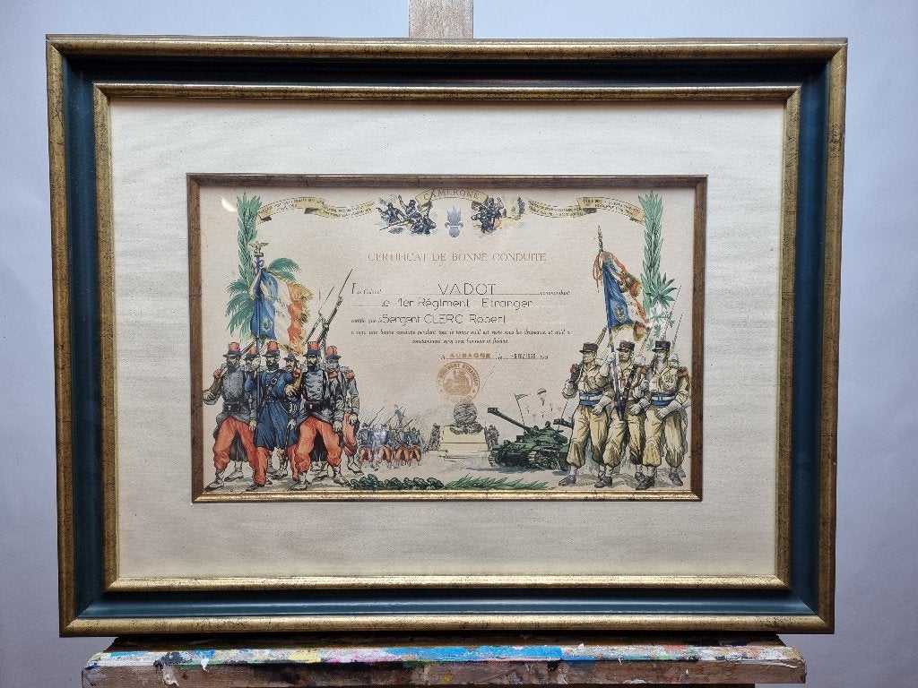 Vreemdelingen legioen Oorkonde jaren '60 origineel!, Ophalen of Verzenden, Landmacht, Nederland, Kunstobject
