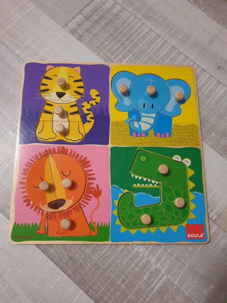 Leuke dieren houten puzzel van goula, Ophalen, Gebruikt, Van hout, Minder dan 10 stukjes
