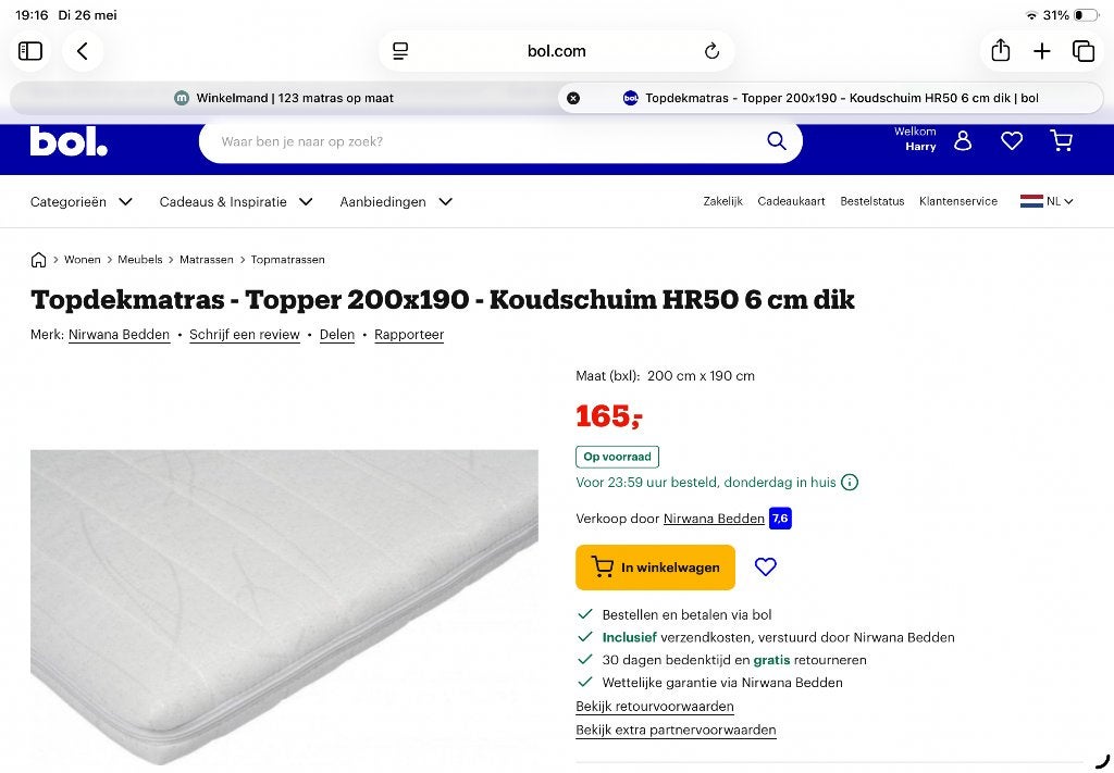 Matrastopper, Ophalen, Zo goed als nieuw