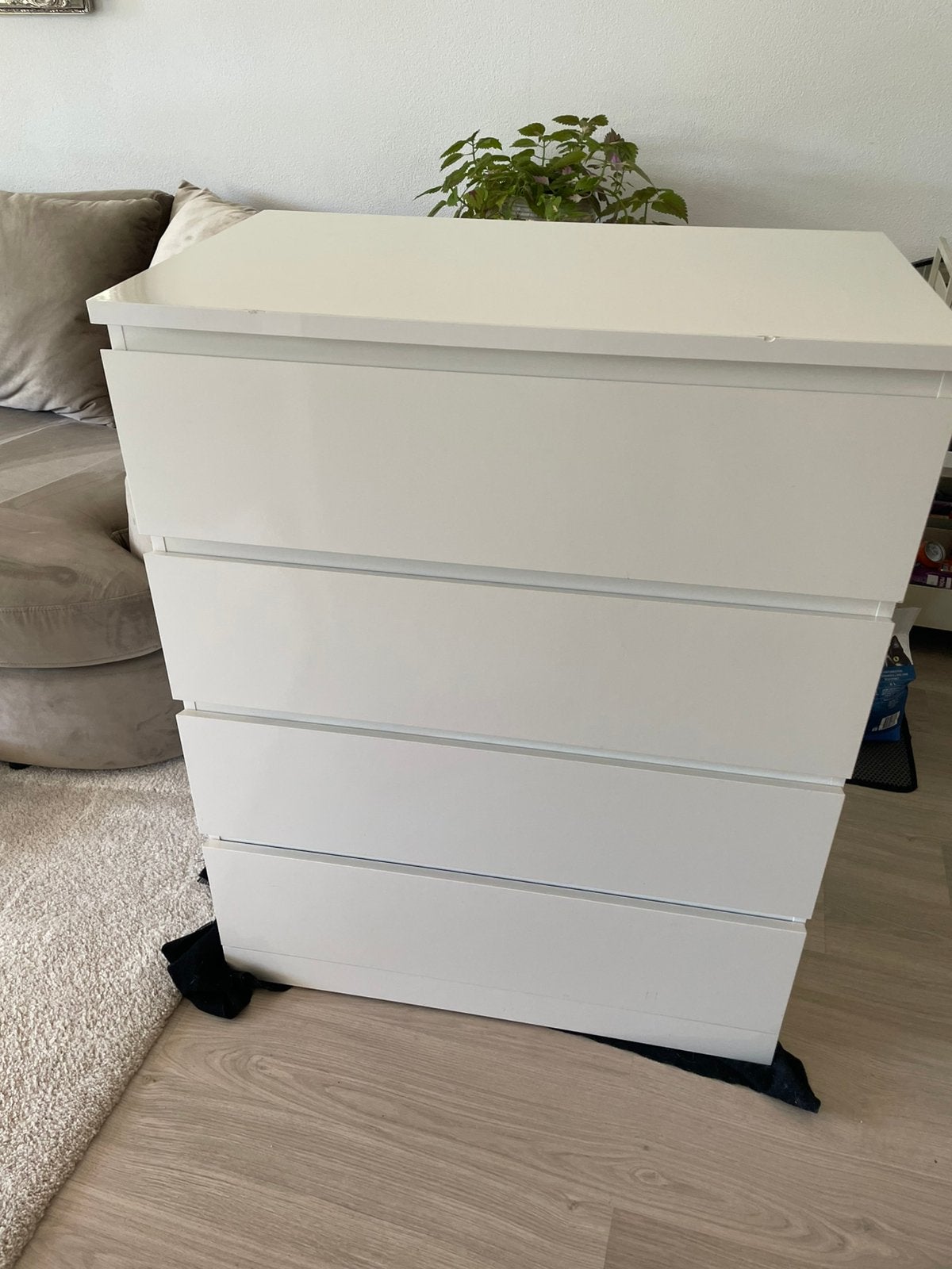 Ikea malm ladekast hoogglans wit 4 lades, Ophalen, Gebruikt, 50 tot 100 cm, 3 of 4 laden