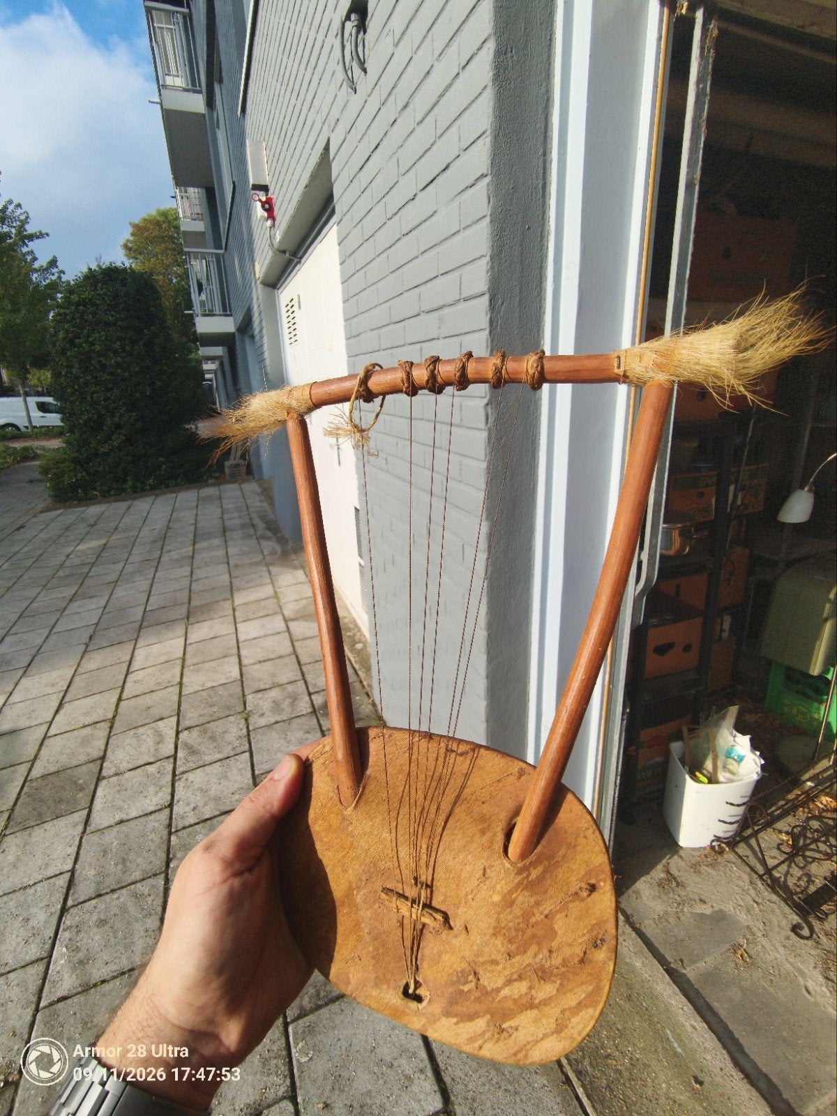 Unieke handgemaakte lier/harp - Afrikaanse stijl, Ophalen of Verzenden, Zo goed als nieuw, Harp