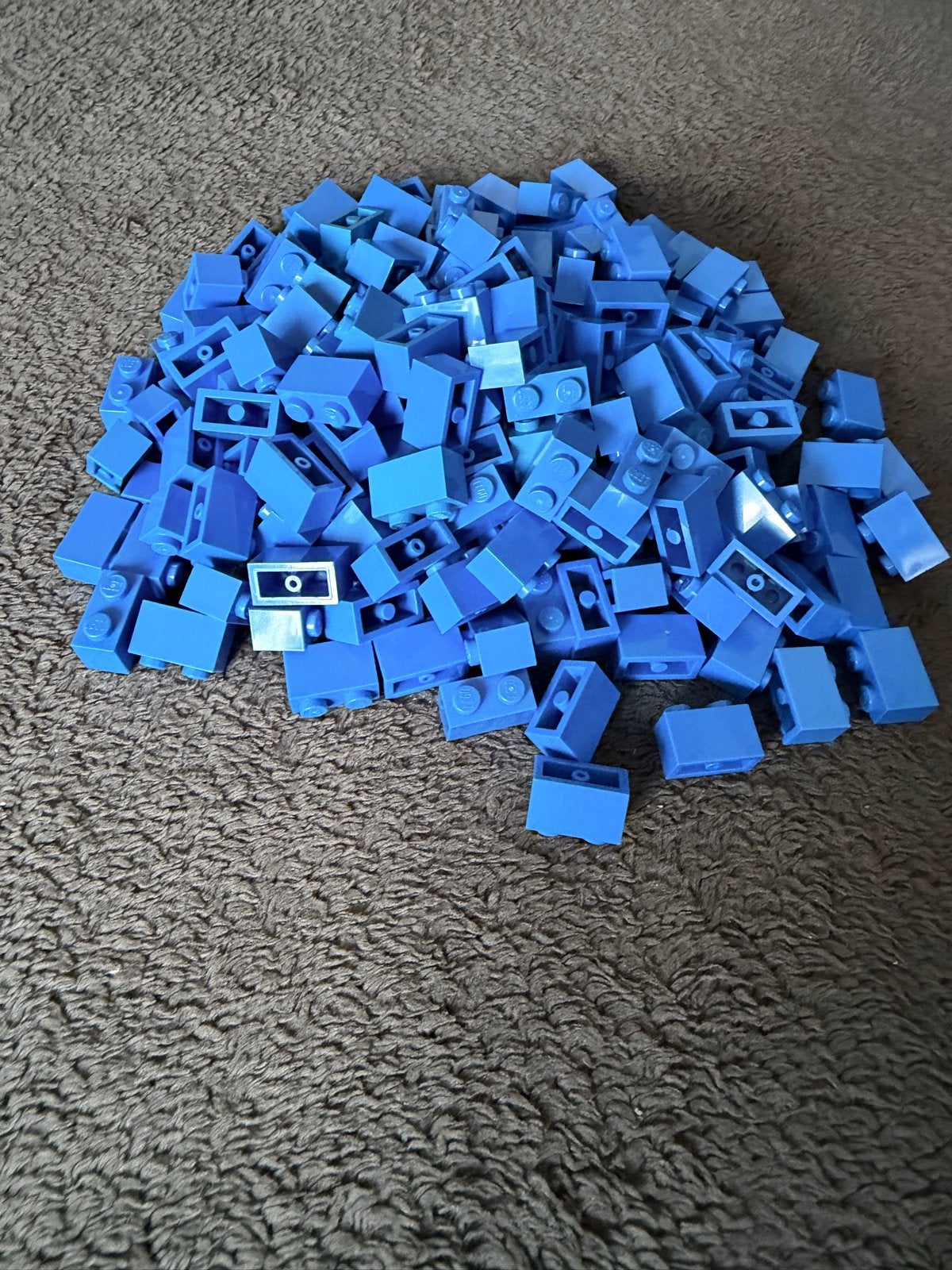 190 blauwe Lego 1x2 steentjes, Ophalen of Verzenden, Gebruikt