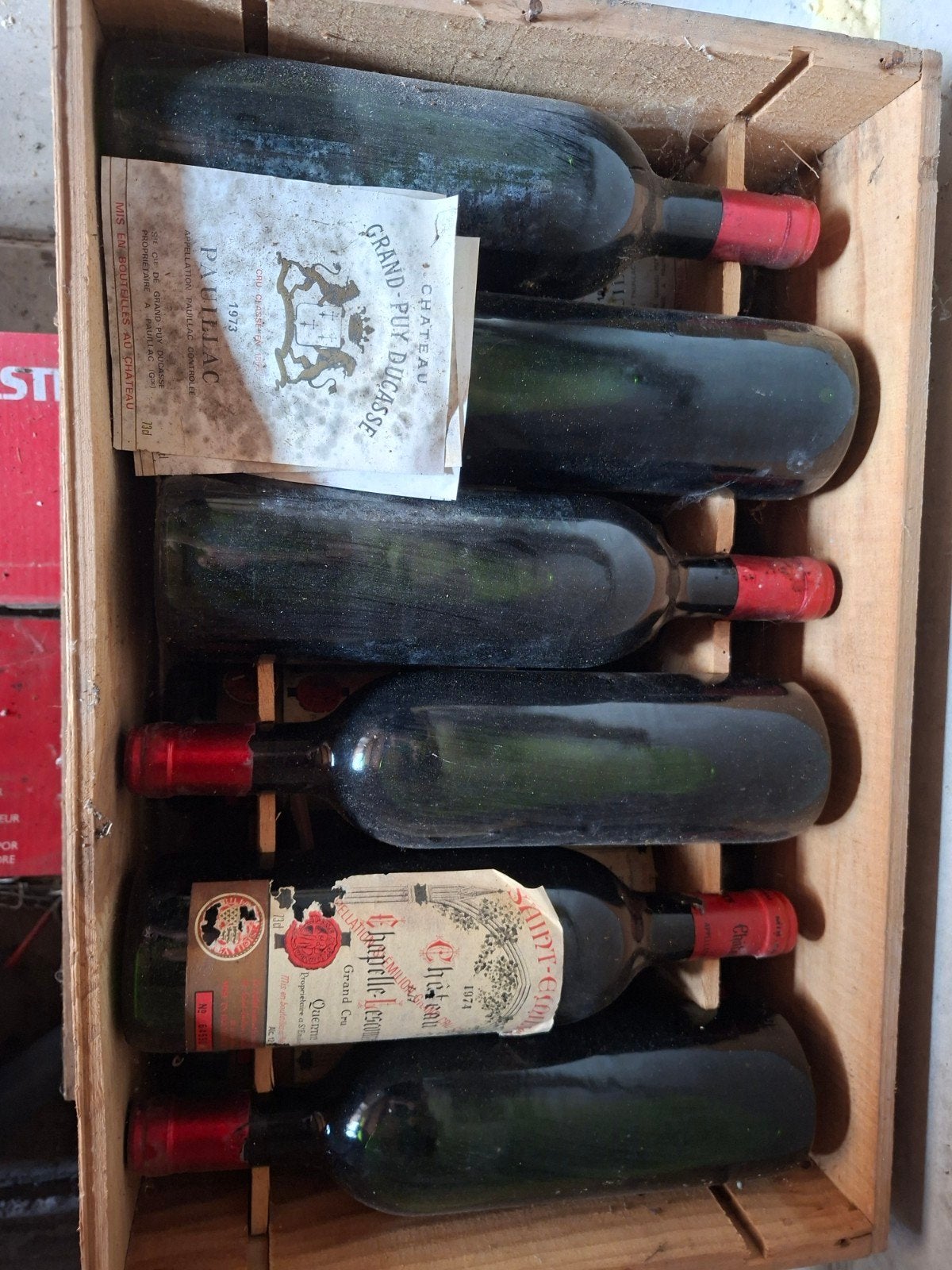 krat met 12 flessen wijn, Ophalen, Gebruikt, 5 tot 15 flessen, Glas