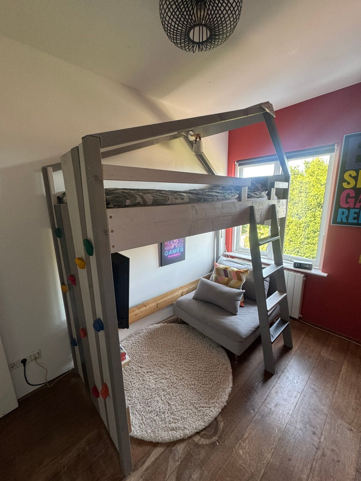 Stoer steigerhout boomhut stapelbed, Ophalen, 90 cm, Eenpersoons, Zo goed als nieuw