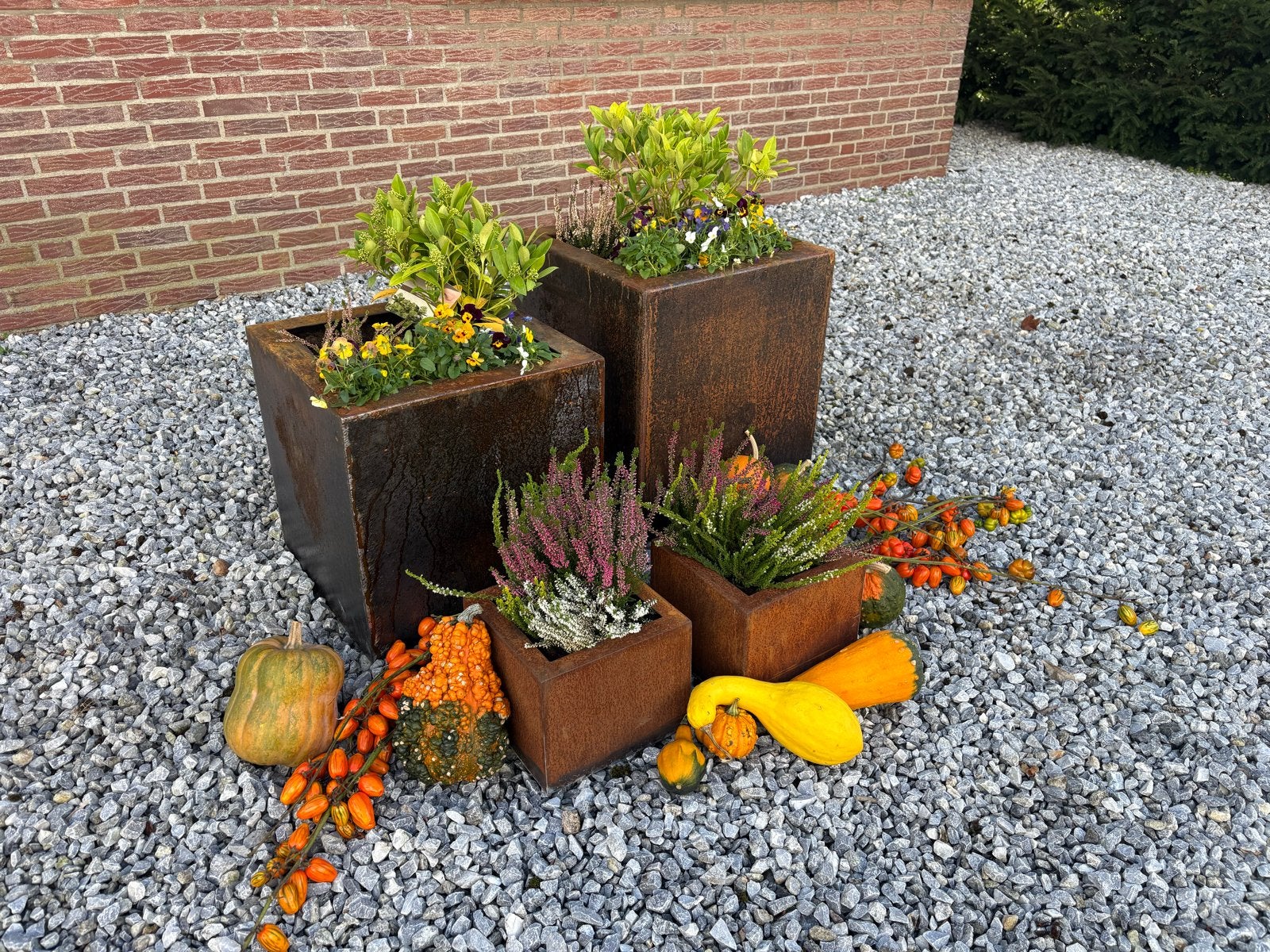Cortenstaal plantenbakken set - Diverse maten, Balkon, Minder dan 60 cm, Vierkant, Ophalen of Verzenden