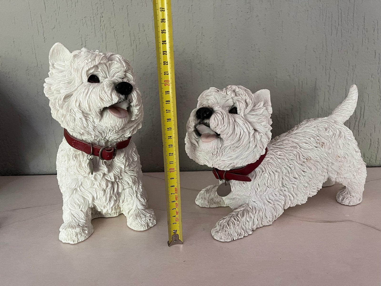 Set van 2 Westie hondenbeelden - Decoratie, Gebruikt, Overige materialen, Overige stijlen, Ophalen of Verzenden