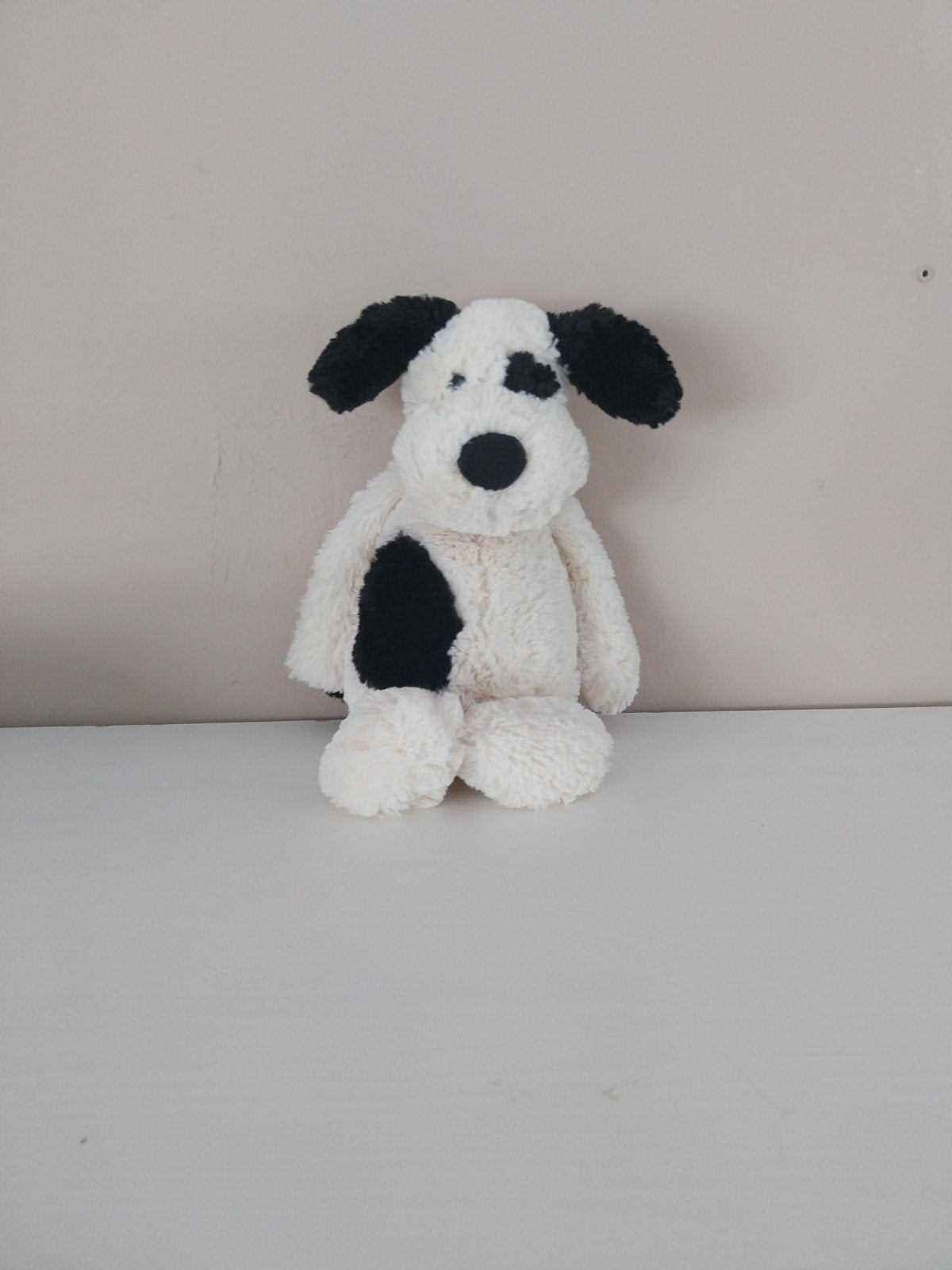 jellycat Black en cream puppy, Jellycat, Zo goed als nieuw, Middelgroot (20 tot 80 cm), Wit