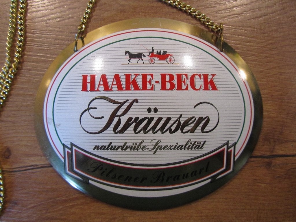 Haake Beck Kräusen biertap schild, Verzamelen, Biermerken, Ophalen of Verzenden, Reclamebord, Plaat of Schild, Overige merken