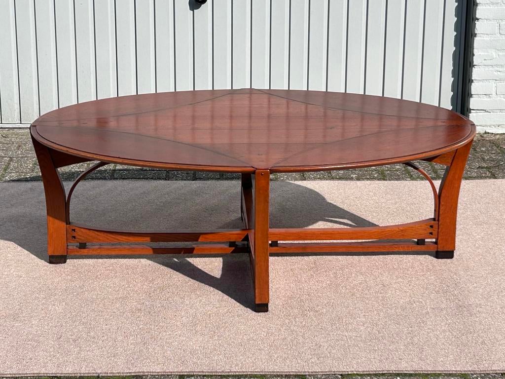 Schuitema houten salontafel, rond, Ophalen, Gebruikt, 50 tot 100 cm, 100 tot 150 cm