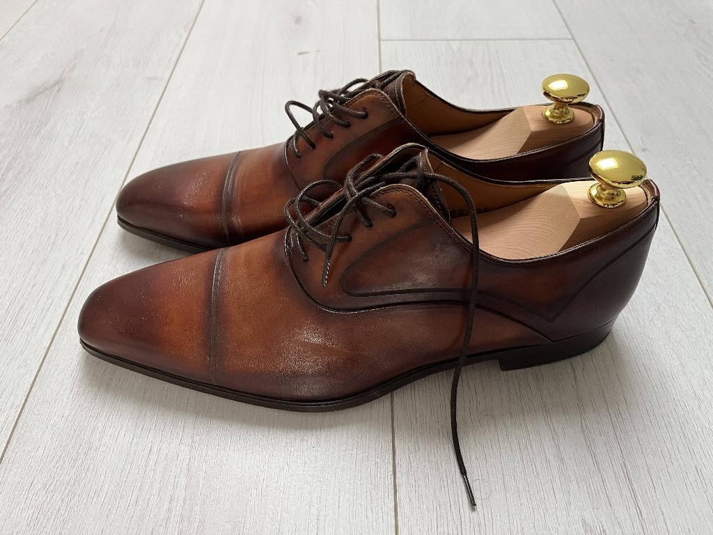Magnanni heren veterschoenen bruin maat 40.5 – zgan € 175, Ophalen of Verzenden, Zo goed als nieuw, Bruin, Veterschoenen