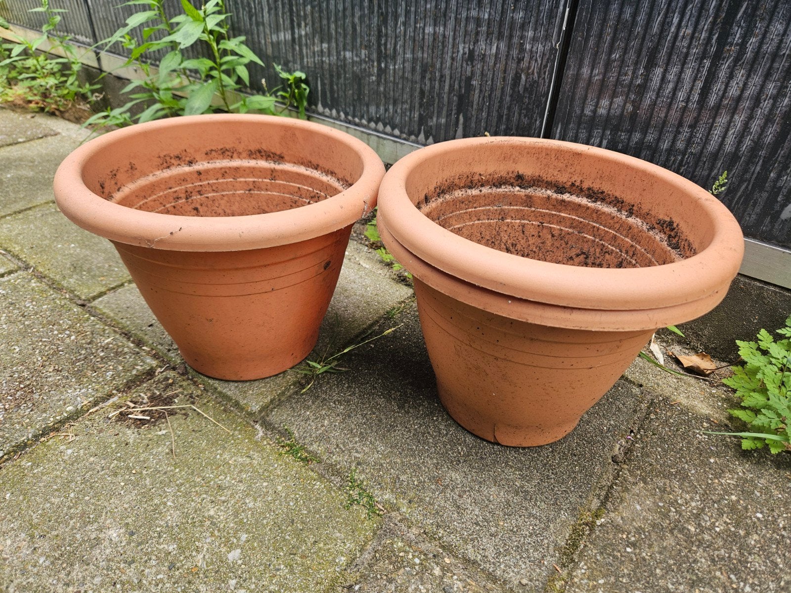 3x Bloempot plastic terracotta look, 27cm, Tuin en Terras, Ophalen, Rond, Minder dan 25 cm, Minder dan 40 cm