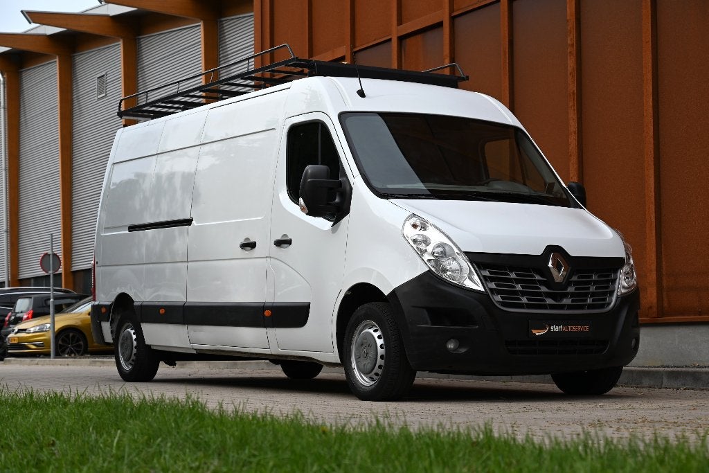 Renault Master T35 2.3 dCi L4H3 (14m3) imperiaal/ladder Navi, Auto's, Voorwielaandrijving, Euro 5, Stof, Zwart