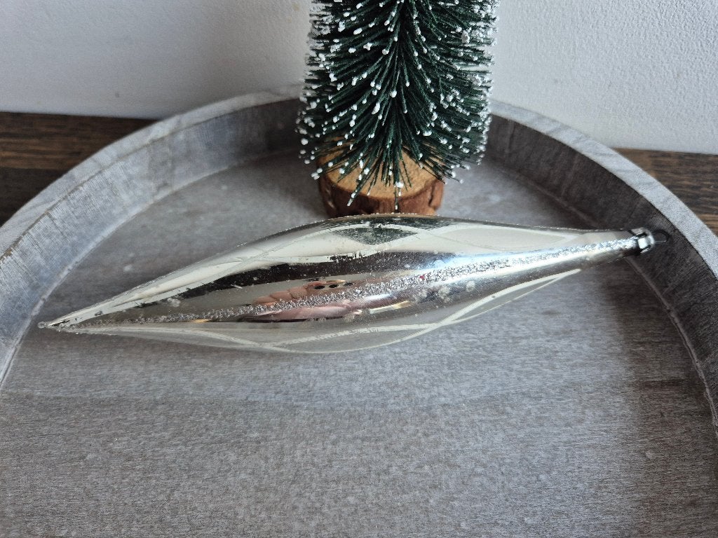 Vintage kerstbal pegel groot zilver 579, Diversen, Kerst, Gebruikt, Ophalen of Verzenden