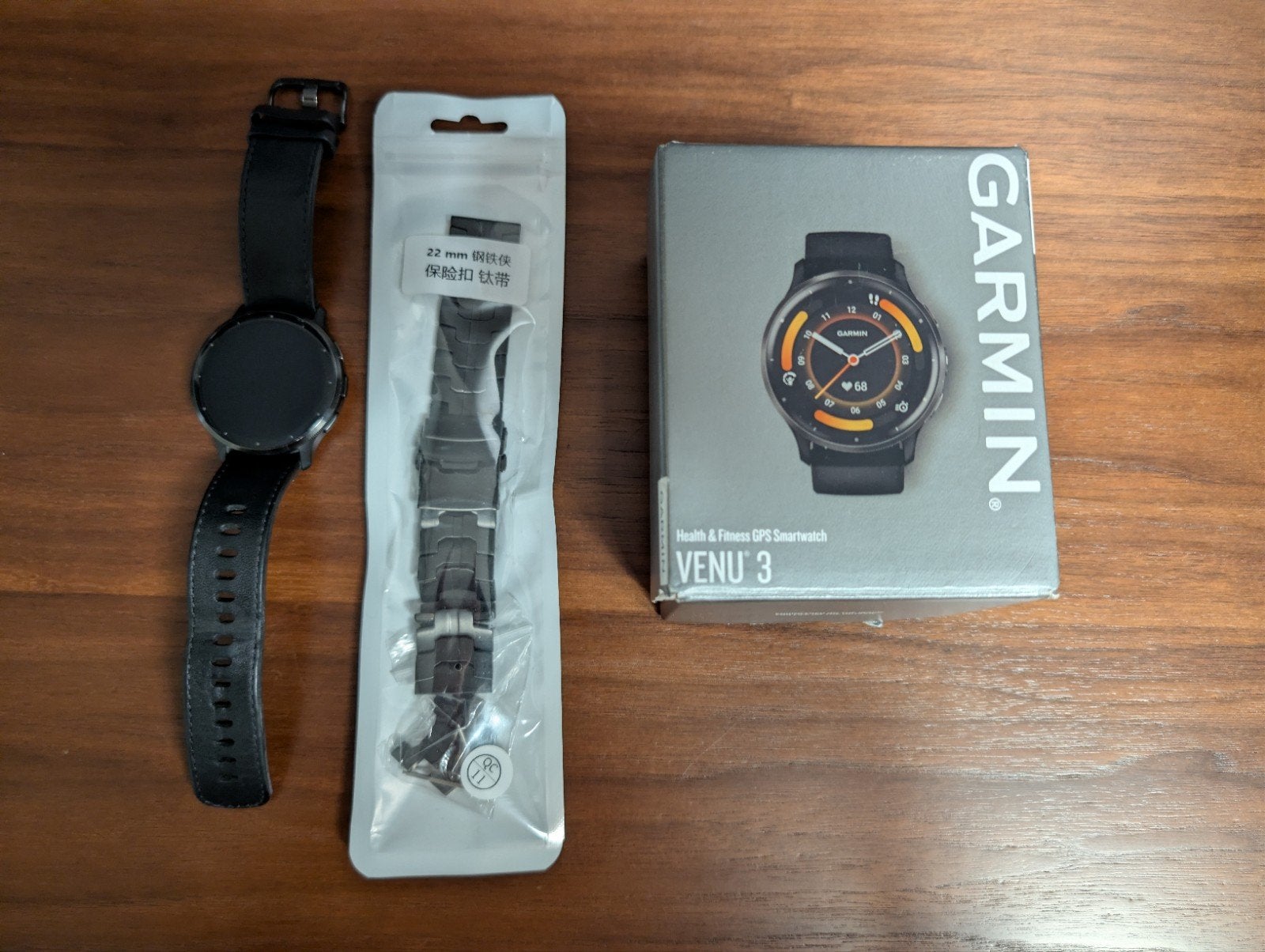 Garmin Venu 3 Zwart met lederen, metalen en siliconen bandje, Zwart, Garmin, Stappen, Ophalen of Verzenden