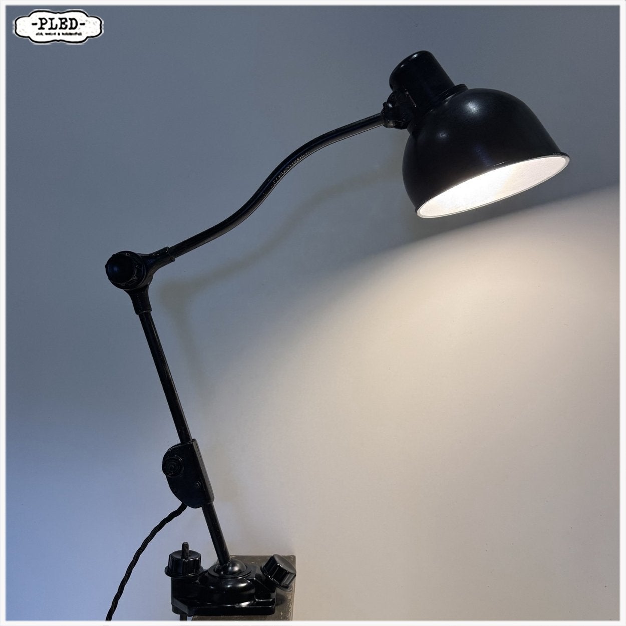 Oude industriele klemlamp Tafellamp REIF Dresden, Metaal, Overige merken, Gebruikt, Zwart