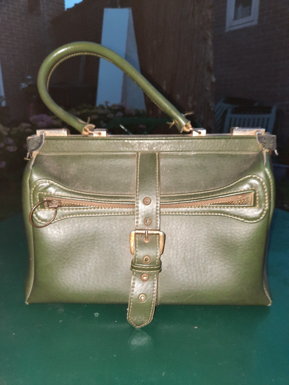 Groene leren tas, Ophalen of Verzenden, Groen, Schoudertasje