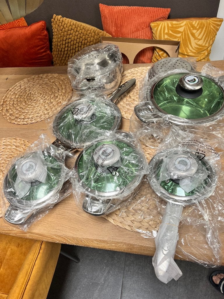 Pannenset NIEUW, Huis en Inrichting, Keuken | Potten en Pannen, Ophalen, Nieuw, Rvs, Pannenset