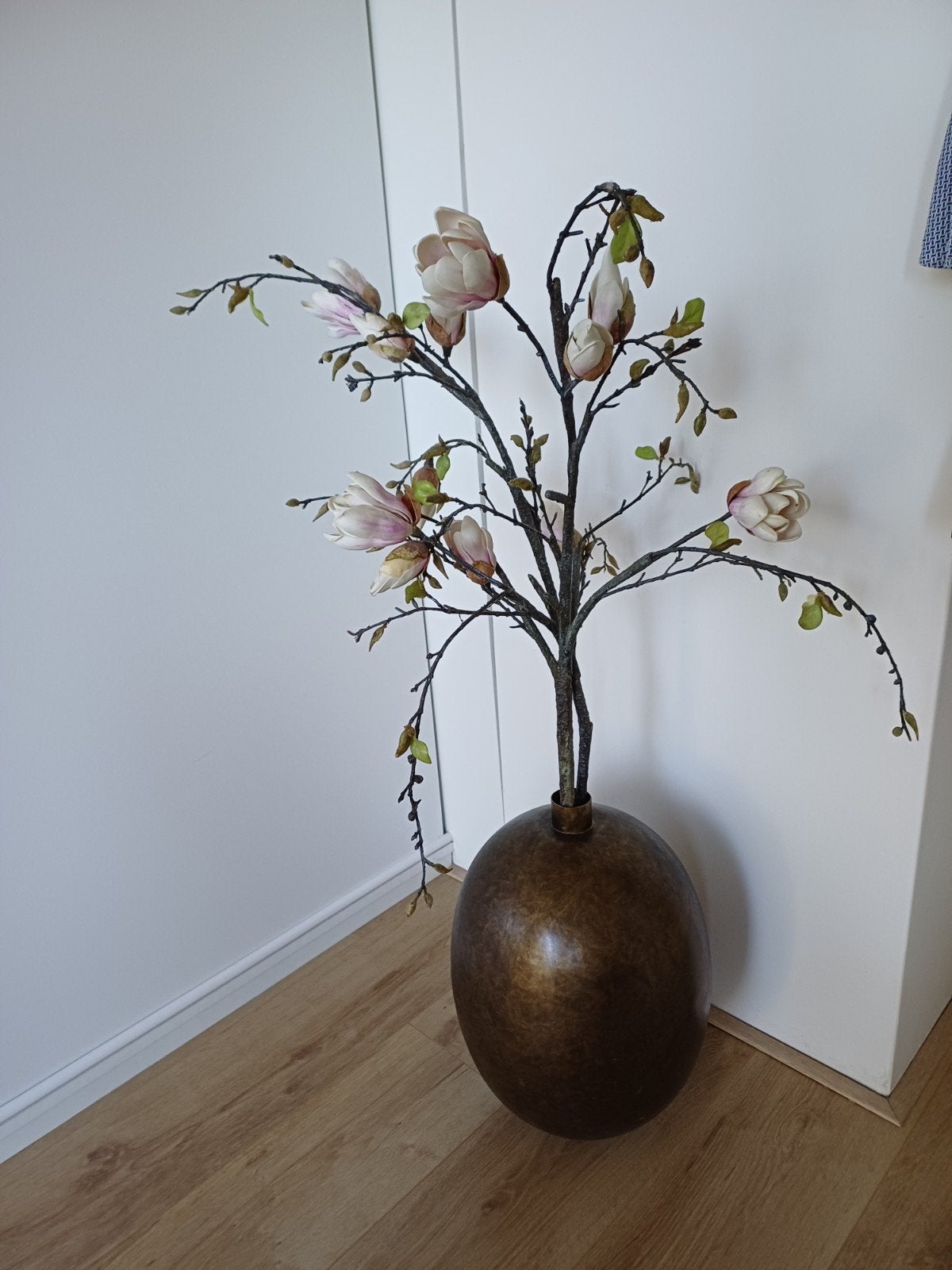 goud /bronskleurige(?) grote vaas met magnoliatakken, Ophalen, Nieuw