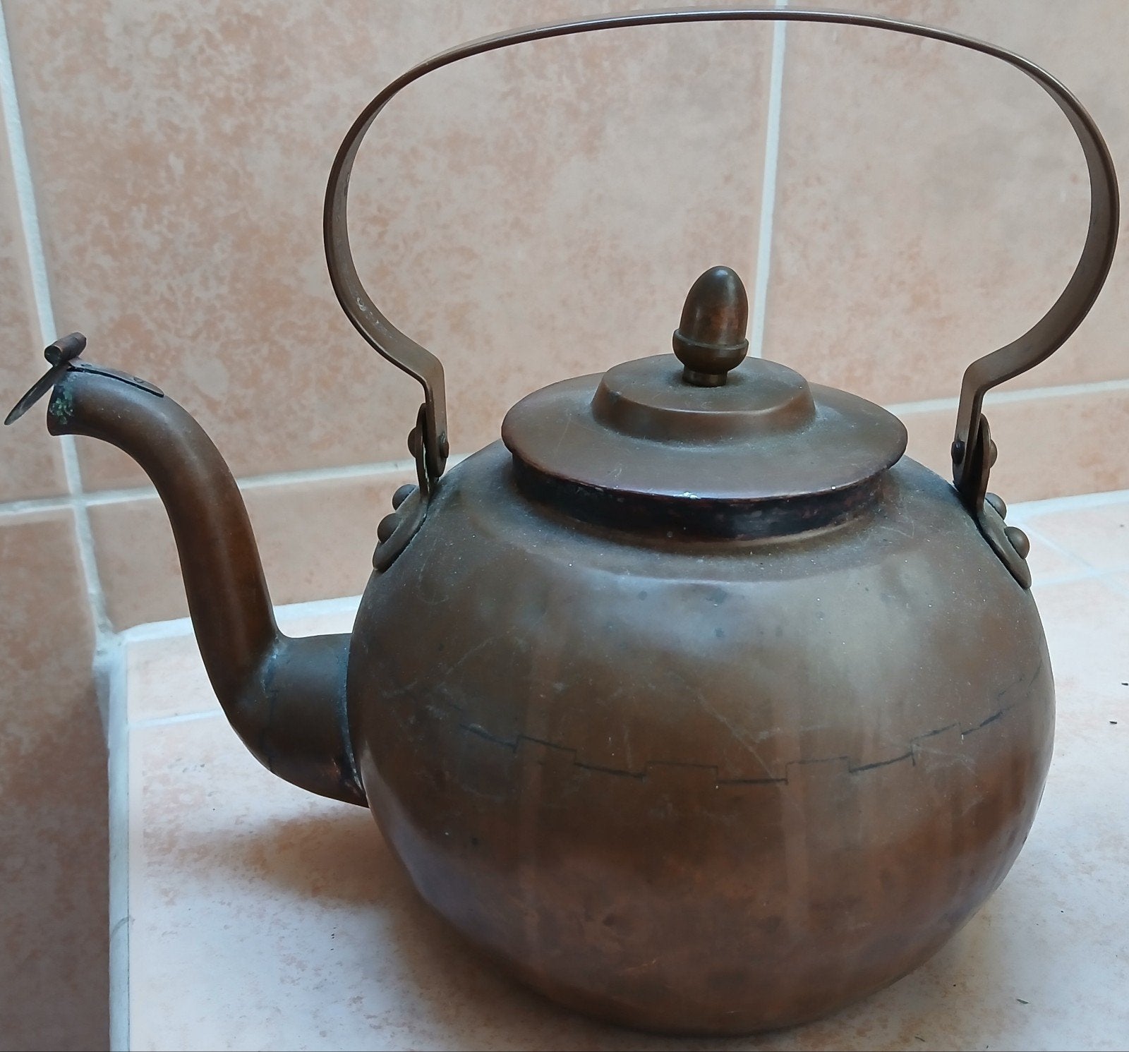 Roodkoperen theeketel", "appelketel", Antiek en Kunst, Ophalen of Verzenden