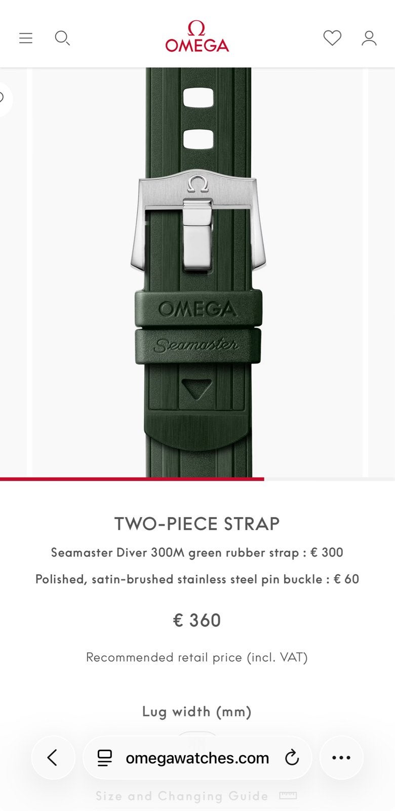 Omega Seamaster Diver 300M Groene Rubberen Band, Ophalen of Verzenden, Nieuw