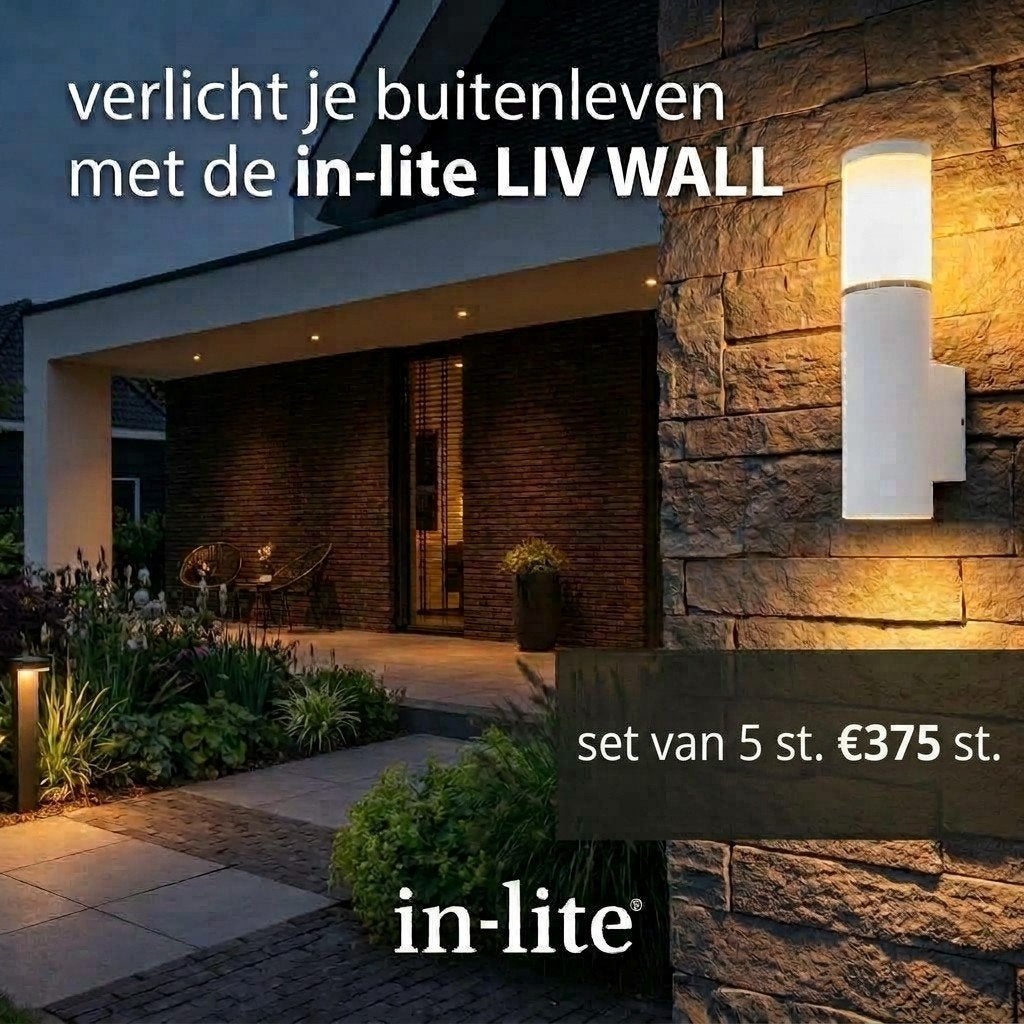 In-Lite Liv Wall White 5 st., Minder dan 50 watt, Wandlamp, Ophalen of Verzenden, Netvoeding