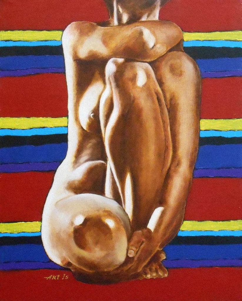 "Vrouwenfiguur" Schilderij, Antiek en Kunst, Kunst | Schilderijen | Modern, Figuren, Verzenden, Olieverf, Handgeschilderd