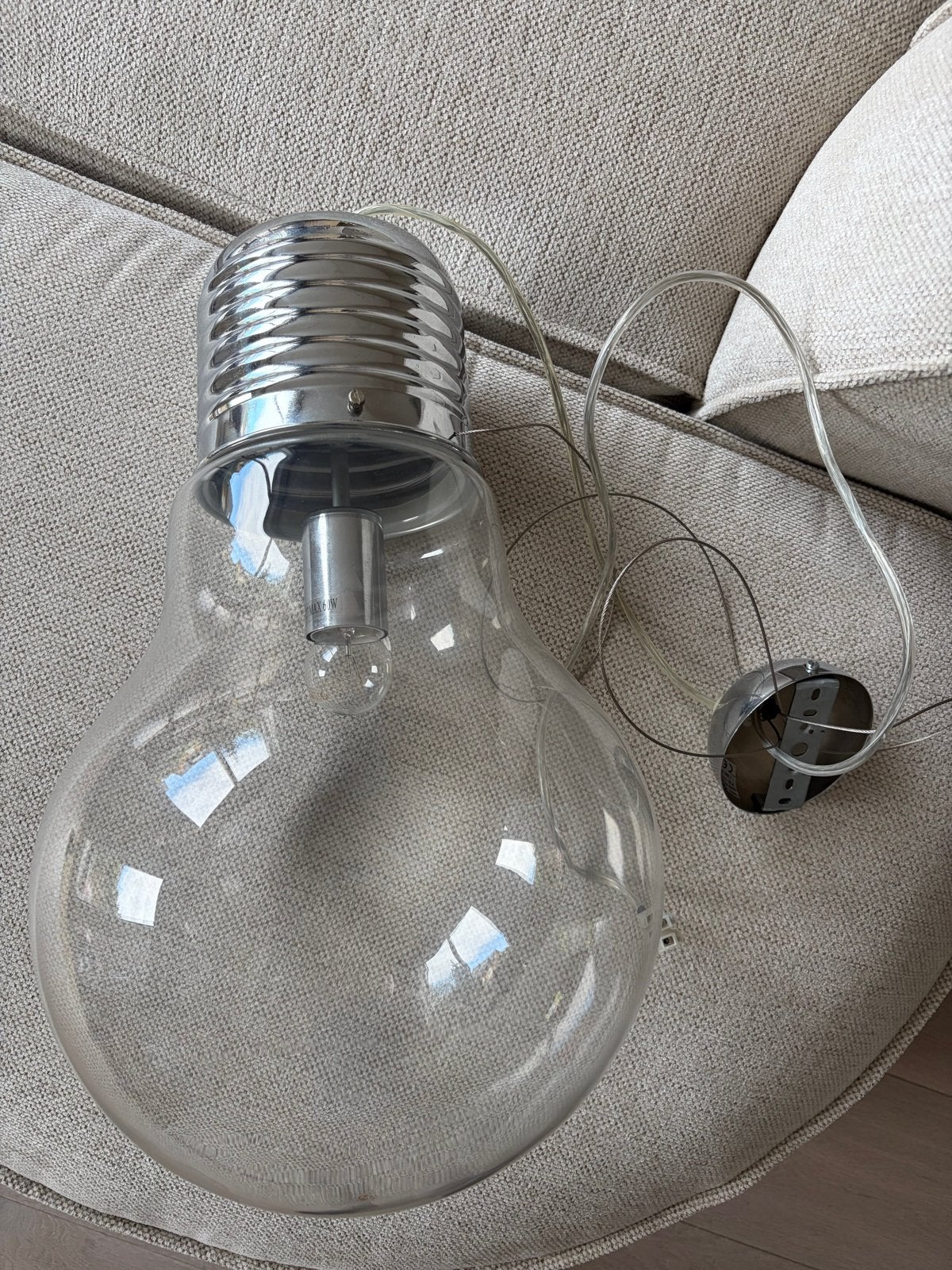 Grote gloeilamp hanglamp - uniek design, Ophalen, Minder dan 50 cm, Gebruikt, Glas