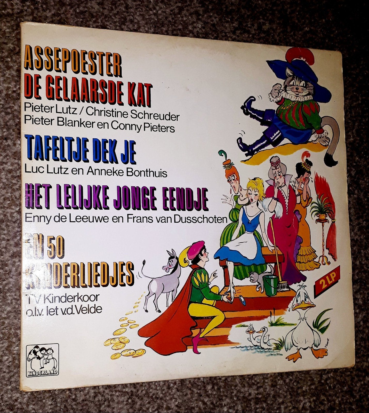 Assepoester, De Gelaarsde Kat, Tafel Dek Je,Het Lelijke Eend, Cd's en Dvd's, Gebruikt, Tot 2 jaar, Ophalen of Verzenden, Dubbel-LP