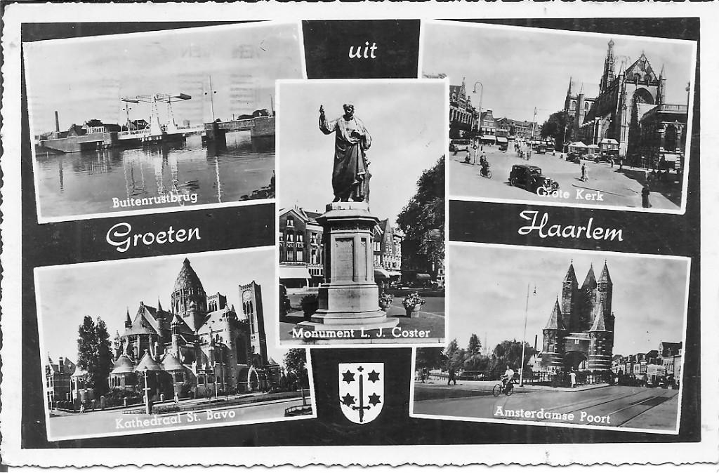 Groeten uit Haarlem.  1958, Ophalen of Verzenden, 1940 tot 1960, Gelopen, Noord-Holland