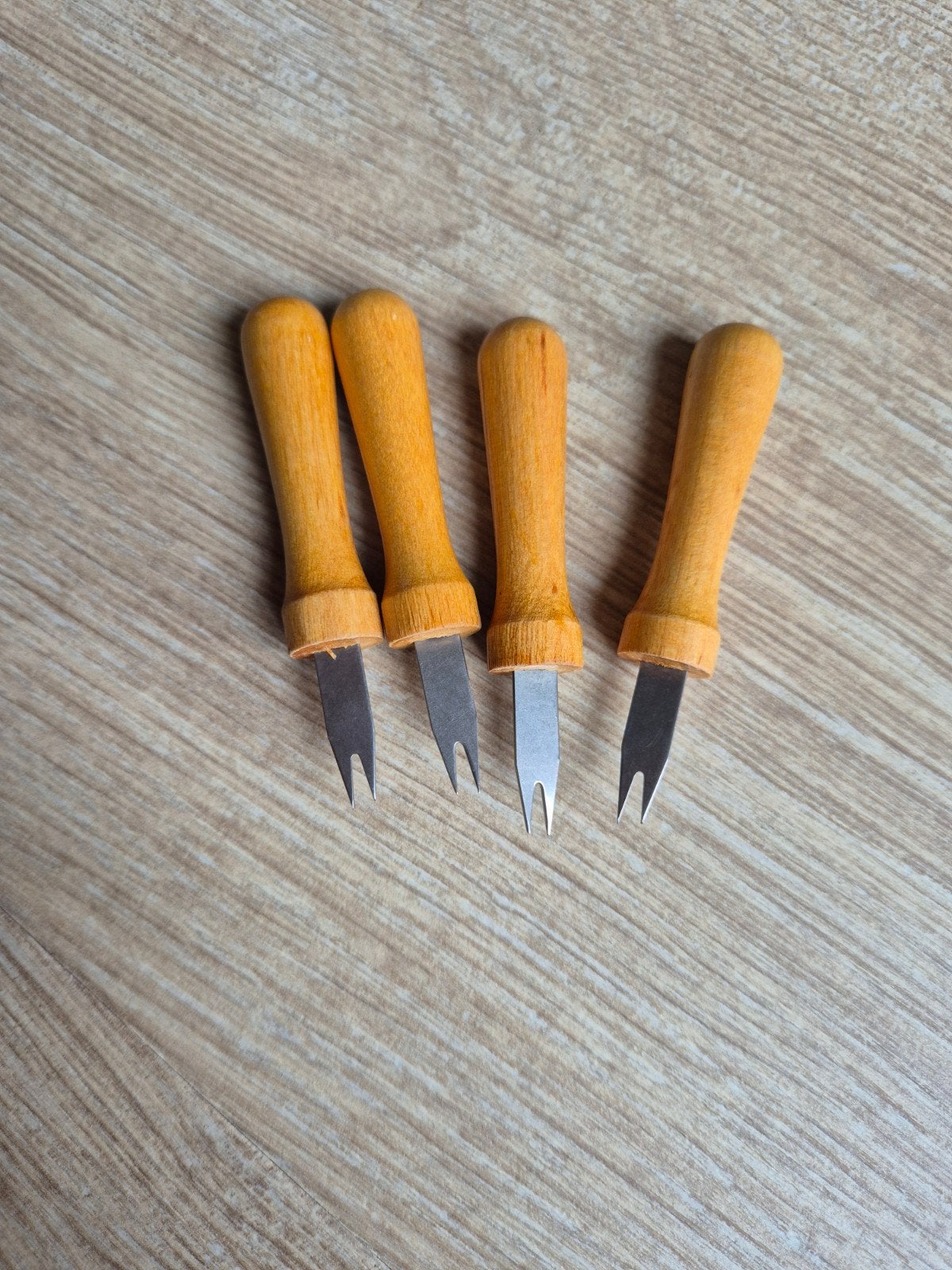 Set van 4 maïskolvenhouders met houten handvat, Hout, Ophalen of Verzenden, Overige typen, Gebruikt
