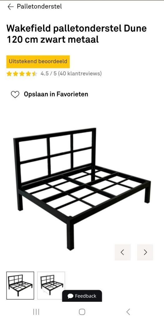 Zwart lichtmetalen palletonderstel 120 cm, Ophalen, Nieuw, 2 zitplaatsen