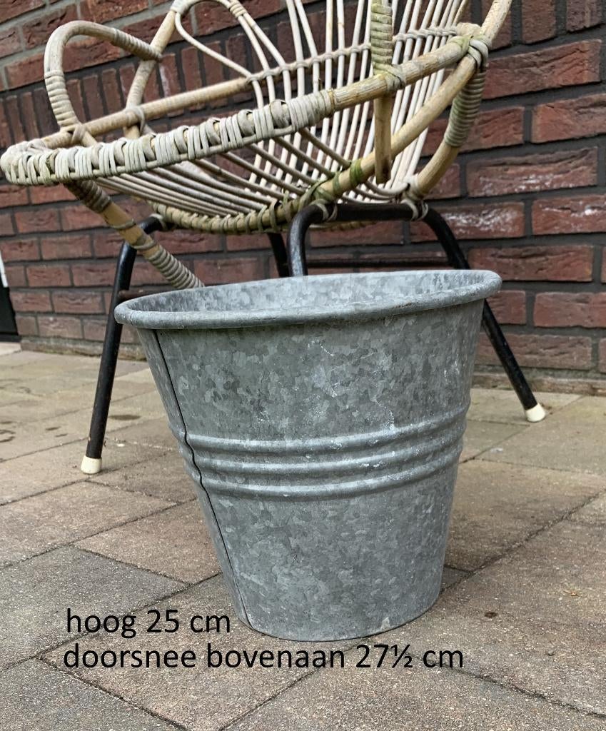 zinken plantenemmer, emmer, zink, met afwateringsgaten plant, Ophalen, Gebruikt, Minder dan 30 cm, Rond