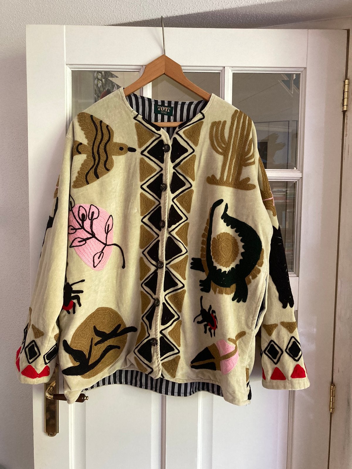 Tout Vintage suzani geborduurde jas fluweel cowboy rodeo, Ophalen, Nieuw, Zwart