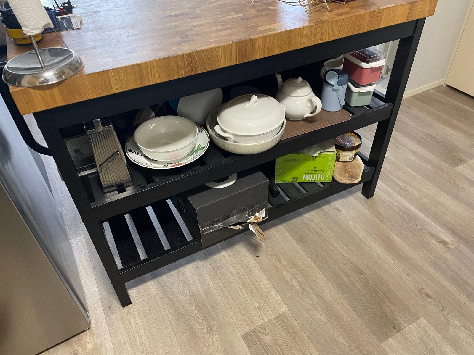 IKEA Vadholma Keukeneiland met opberghanger, Ophalen, Hout, IKEA, Zwart