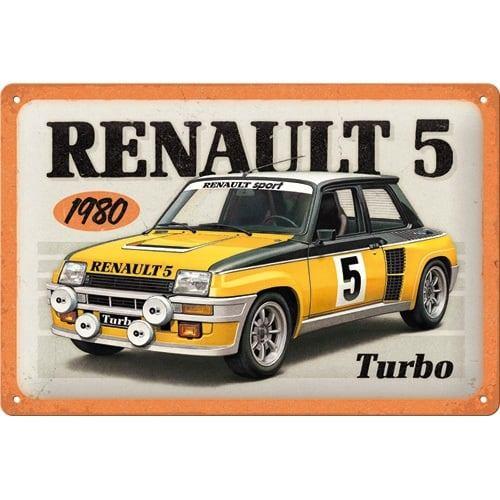 Renault 5 Turbo 1980 relief reclamebord van metaal wandbord
